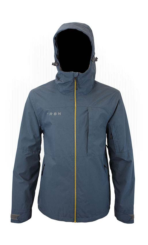 MHotLapsShellJacket- Blue jacket with a hood on a white background