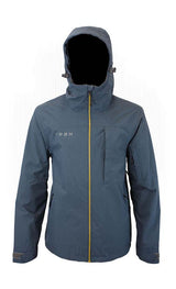 MHotLapsShellJacket- Blue jacket with a hood on a white background