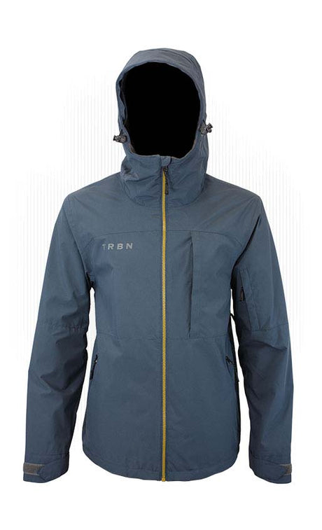 MHotLapsShellJacket- Blue jacket with a hood on a white background