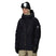 MHydraThermagraphJacket-A man wearing a black ski jacket with black zippers, black gloves, a cream neck gaiter, and a black beanie with goggles, photographed against a plain white background.