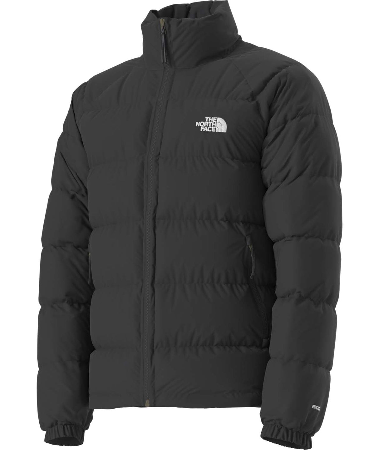 MHydrenaliteDownJacket-Black puffer jacket with The North Face logo on a white background