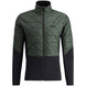 MInfinityHybridInsulatedJacket- A men's quilted jacket in dark green and black, featuring a diamond-quilted pattern on the upper body and sleeves, solid black lower panels, and a black zipper. The brand 'Subt' is embroidered on the left chest.