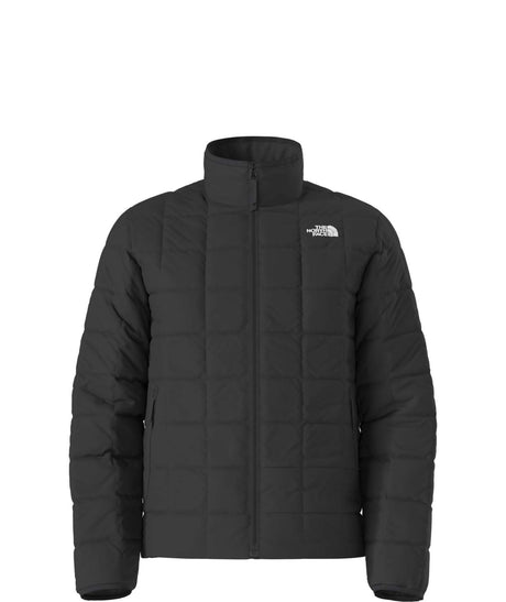 MJunctionInsulatedJacket- Black jacket with a white North Face logo on a white background