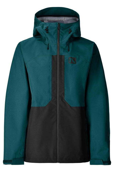 MKnightJacket-Two-tone teal and black jacket on a white background