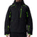 MLeaderJacket- Man wearing a black and green ski jacket on a white background