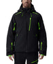 MLeaderJacket- Man wearing a black and green ski jacket on a white background