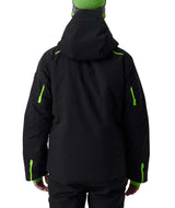 MLeaderJacket- Man wearing a black and green ski jacket on a white background