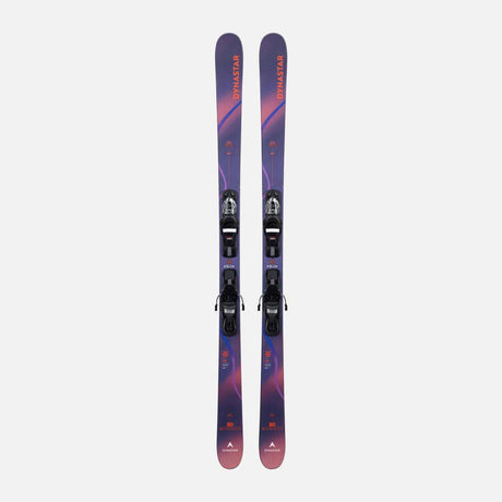 MMENACE80-A pair of Dynastar skis with a purple and pink gradient, shown vertically against a light gray background.