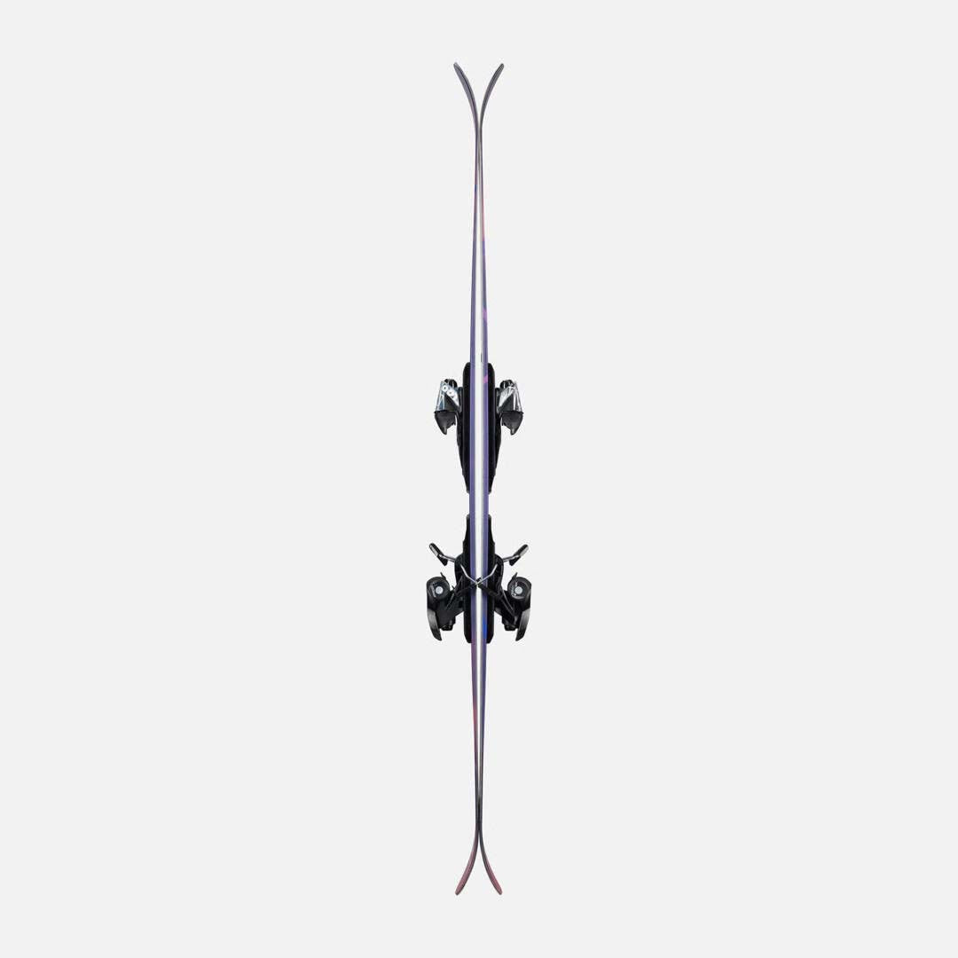 MMENACE80-A pair of Dynastar skis with a purple and pink gradient, shown vertically against a light gray background.