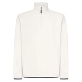MMapleRidge1_2Zip-White half-zip pullover with black trim on a white background