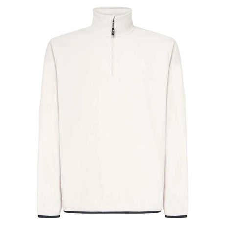 MMapleRidge1_2Zip-White half-zip pullover with black trim on a white background
