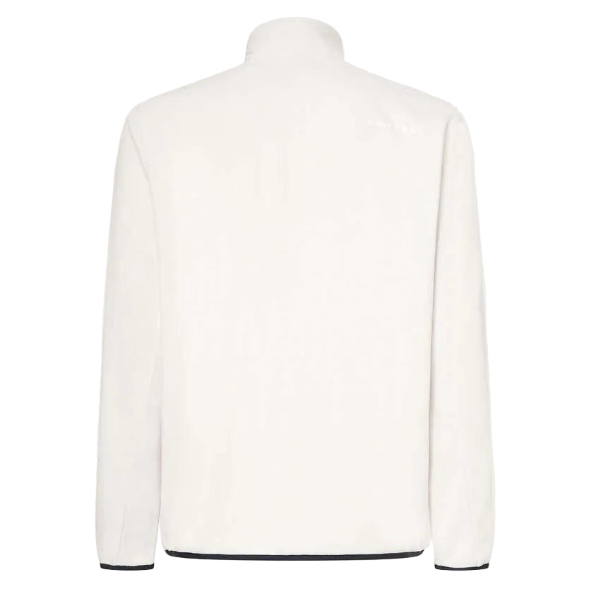 MMapleRidge1_2Zip-White half-zip pullover with black trim on a white background