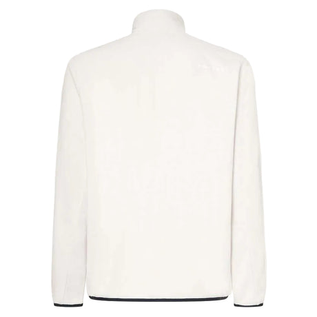 MMapleRidge1_2Zip-White half-zip pullover with black trim on a white background