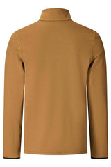 MMateoFleece-Brown long-sleeve shirt with a black pocket on a white background