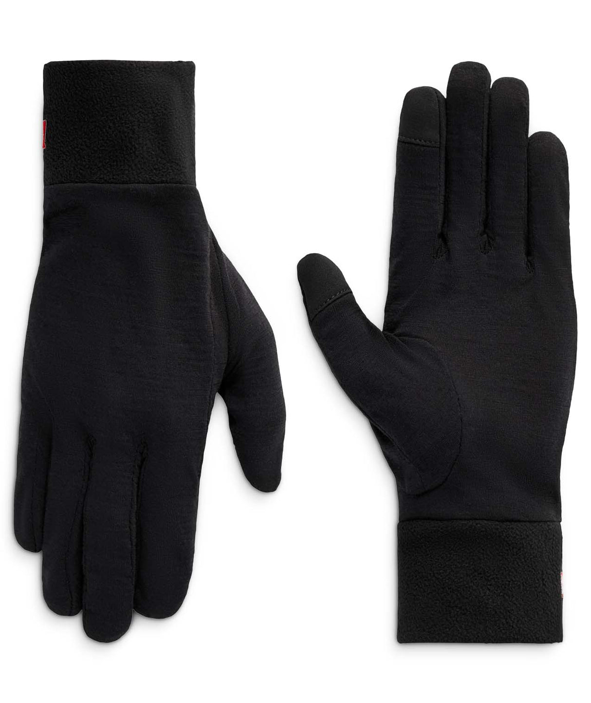 MMerinoWoolGloverLiner-Pair of black gloves on a white background