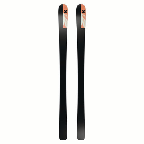 MNSTANCEPRO82-Pair of black skis with red and white accents on a white background