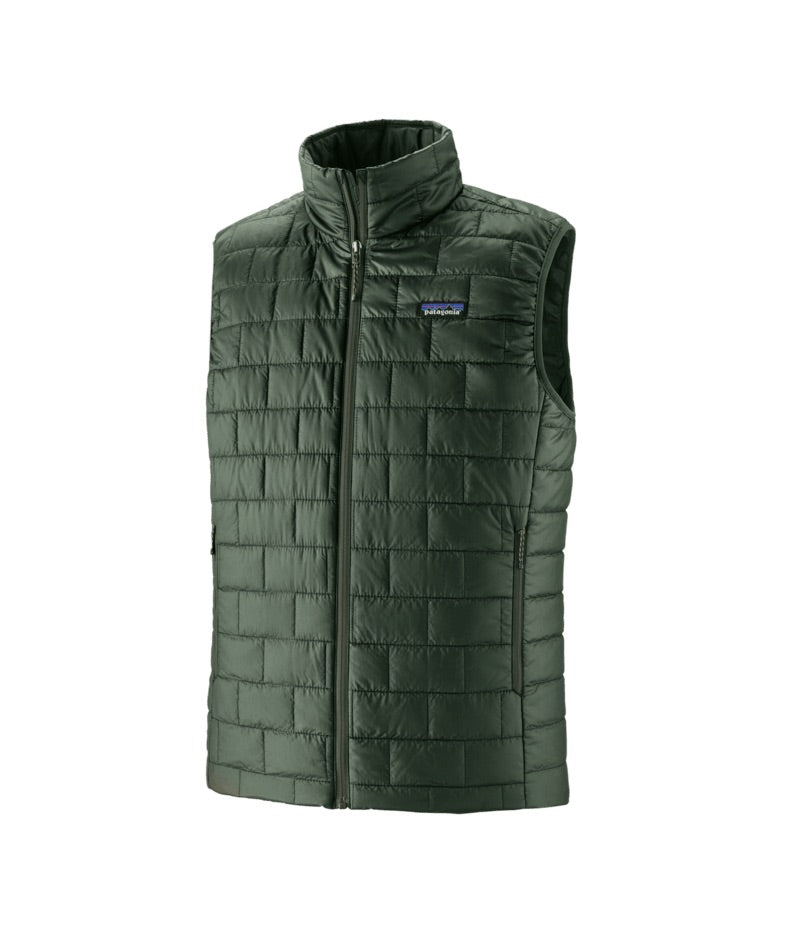 MNanoPuffVest- Green quilted vest on a white background