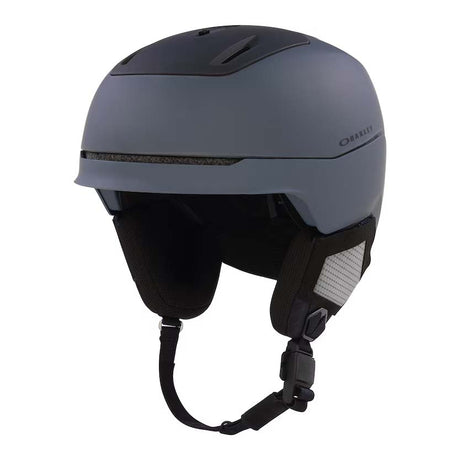 MOD5MIPS-Gray helmet with black chin strap on a white background