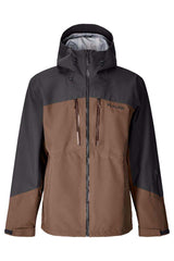 MQuantumProJacket-Two-tone jacket with black and brown sections on a white background