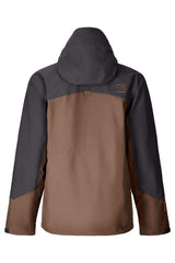 MQuantumProJacket-Two-tone jacket with black and brown sections on a white background