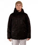 MQuestJacket-Person wearing a black jacket and beige beanie on a white background