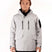 MQuestJacket-Man wearing a light gray jacket with black accents on a white background