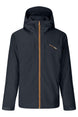 MRoswellJacket-Black jacket with orange zipper with branding on a white background