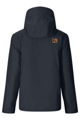 MRoswellJacket-Black jacket with orange zipper with branding on a white background
