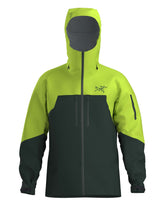 MRushJacket- A dark and light green full zip jacket on a white background