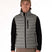 MSawyerPuffyVest-Man wearing a grey puffer vest over a black shirt on a white background