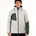 MShiftJacket-Person wearing a light gray and green jacket on a white background