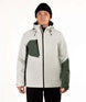 MShiftJacket-Person wearing a light gray and green jacket on a white background