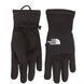 M Sierra Etip Glove-Black gloves with The North Face logo on a white background