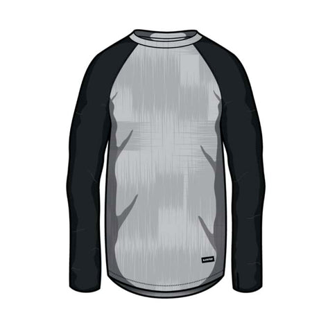 MSkylinerCrewneck-Long-sleeve shirt with black sleeves and gray pattern on a white background
