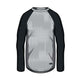 MSkylinerCrewneck-Long-sleeve shirt with black sleeves and gray pattern on a white background
