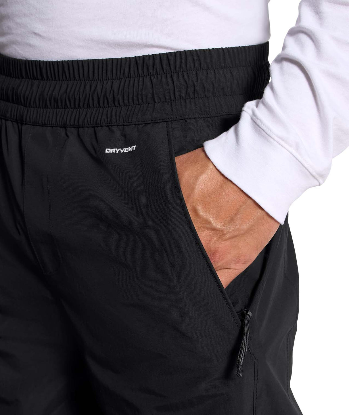 MSliderPant-Black pants with a brand logo on a white background