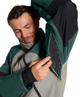MSnowsquallJacket-Green and gray jacket with The North Face logo on a white background