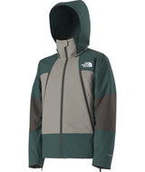 MSnowsquallJacket-Green and gray jacket with The North Face logo on a white background