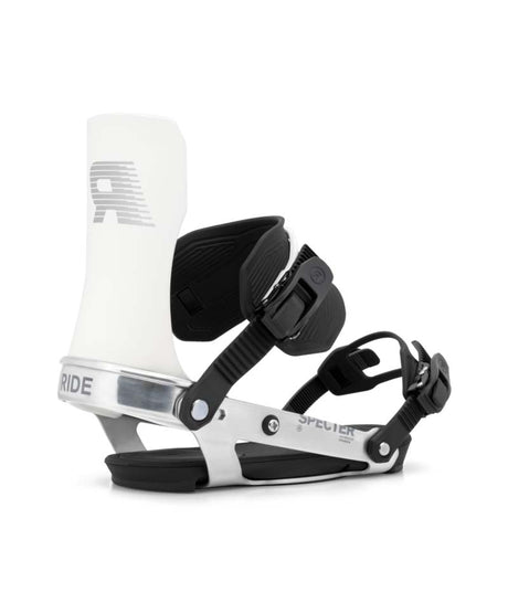 MSpecter- White snowboard bindings on a white background