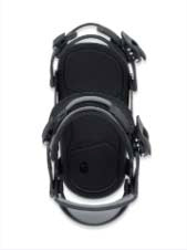 MSpecter- Black snowboard bindings on a white background
