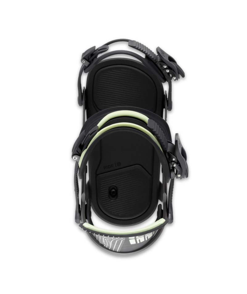 MSpecter- Black snowboard bindings on a white background