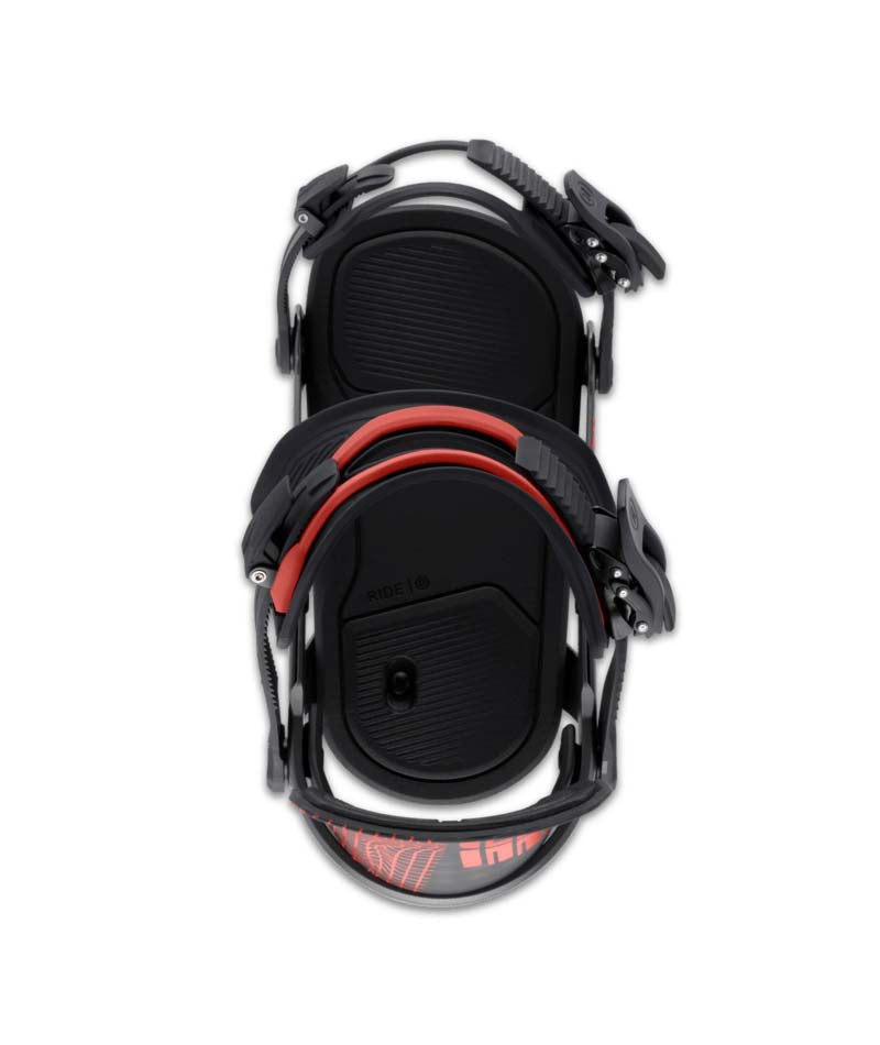 MSpecter- Black and red snowboard bindings on a white background