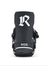MSpecter- Black snowboard bindings on a white background