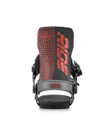 MSpecter- Black and red snowboard bindings on a white background