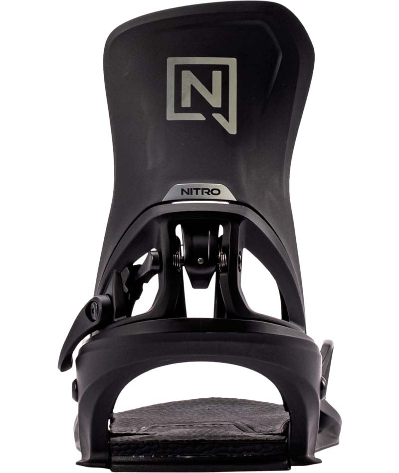 MStep-On-Black snowboard binding on a white background