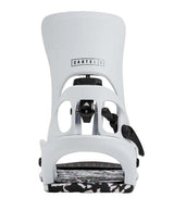 MStepOnCartelXSnowboardBindings-White snowboard binding with black accents on a white background