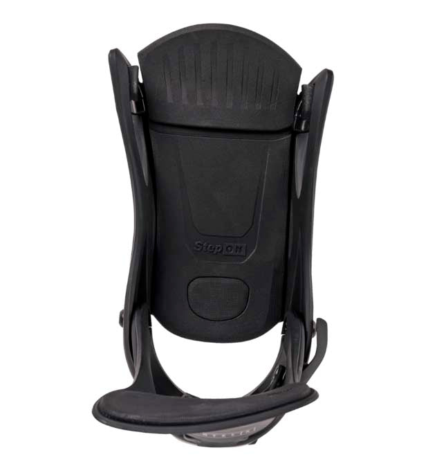 MStepOnCartelXSnowboardBindings-Black snowboard binding on a white background