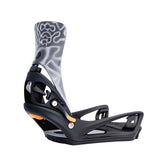 MStepOnXReFlexSnowboardBindings-Black, orange, and gray snowboard binding on a white background