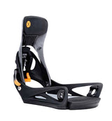 MStepOnXReFlexSnowboardBindings-Black, orange, and gray snowboard binding on a white background