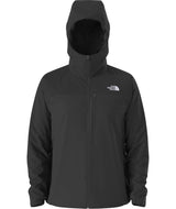 MSummitCasavalHoodie-Black hooded jacket with The North Face logo on the back against a white background